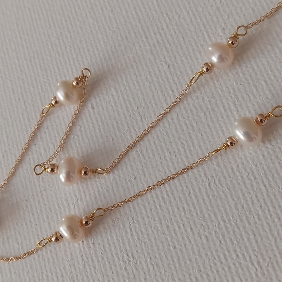14k gold and freshwater pearl necklace - Picture 3 of 8